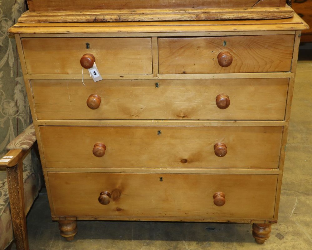 A Victorian pine chest, W.100cm, D.53cm, H.99cm